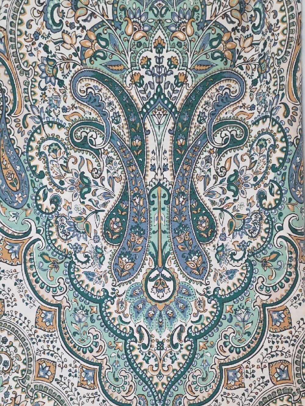 Indigo Collection Teal Blue Tan Paisley Boho Cotton Full Duvet Cover - Picture 2 of 8